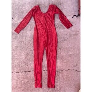 Bal Togs Unitard Leotard Bodysuit Tank Long Leg Red shiny Small Dance Festival